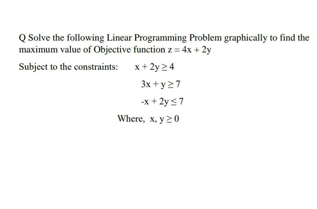 Solved Q Solve the following Linear Programming Problem | Chegg.com