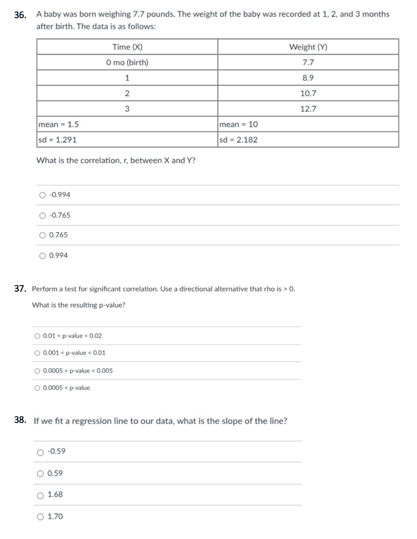 Solved 36. A baby was born weighing 7.7 pounds. The weight | Chegg.com