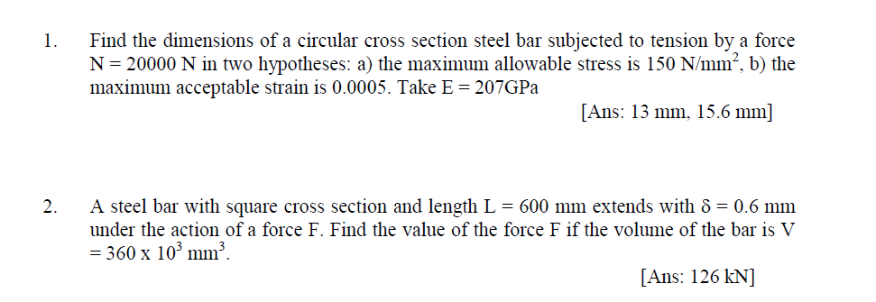 Solved Find the dimensions of a circular cross section steel | Chegg.com