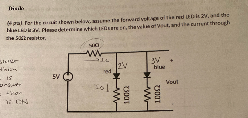 Solved Diode (4 pts) For the circuit shown below, assume the | Chegg.com