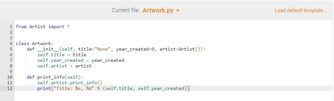 Solved Define the Artist class in Artist.py with a | Chegg.com