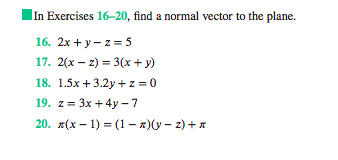 Solved In Exercises 16-20, find a normal vector to the | Chegg.com
