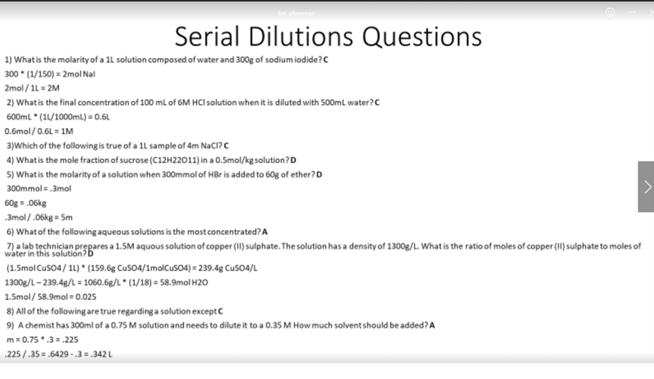1) What is the molarity of a 1 L solution composed of | Chegg.com