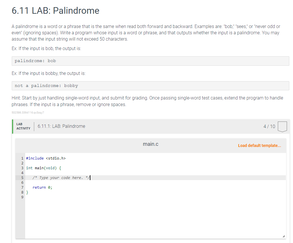 Solved A palindrome is a word or a phrase that is the same | Chegg.com