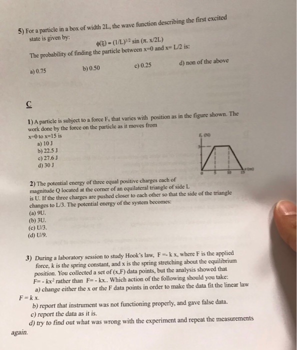 Solved 5) For a particle in a box of width 2L, the wave | Chegg.com