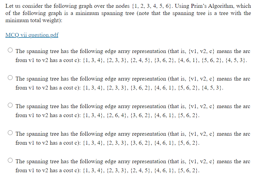 Solved 2 5 3 3 6 5 2 3 5 Let us consider the following | Chegg.com
