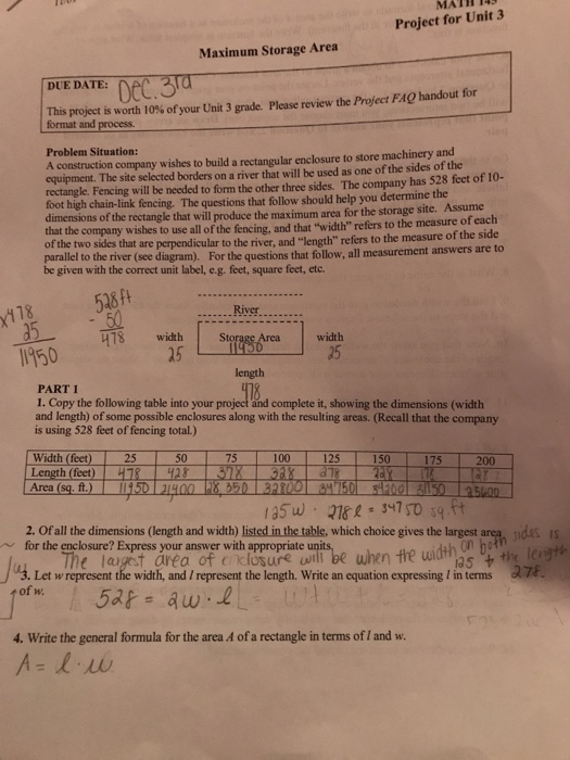 Solved MA 1 11 145 Project for Unit 3 Maximum Storage Area | Chegg.com