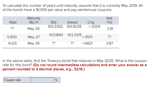 Solved To calculate the number of years until maturity, | Chegg.com