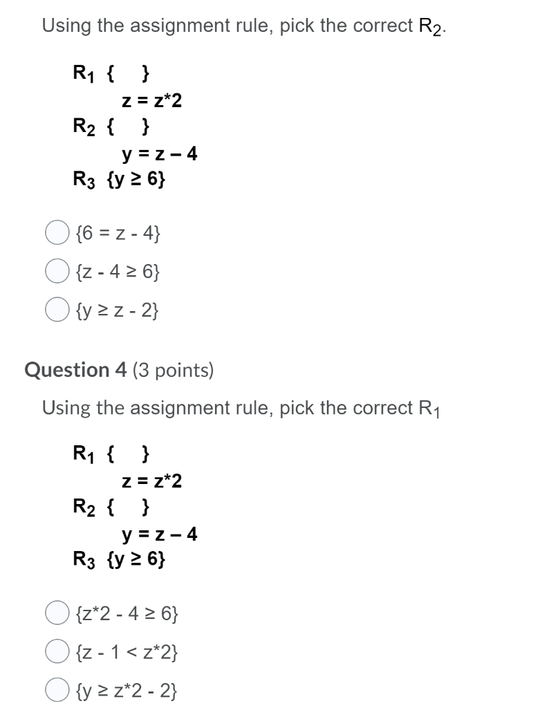 Solved Using the assignment rule, pick the correct R2. R1 { | Chegg.com
