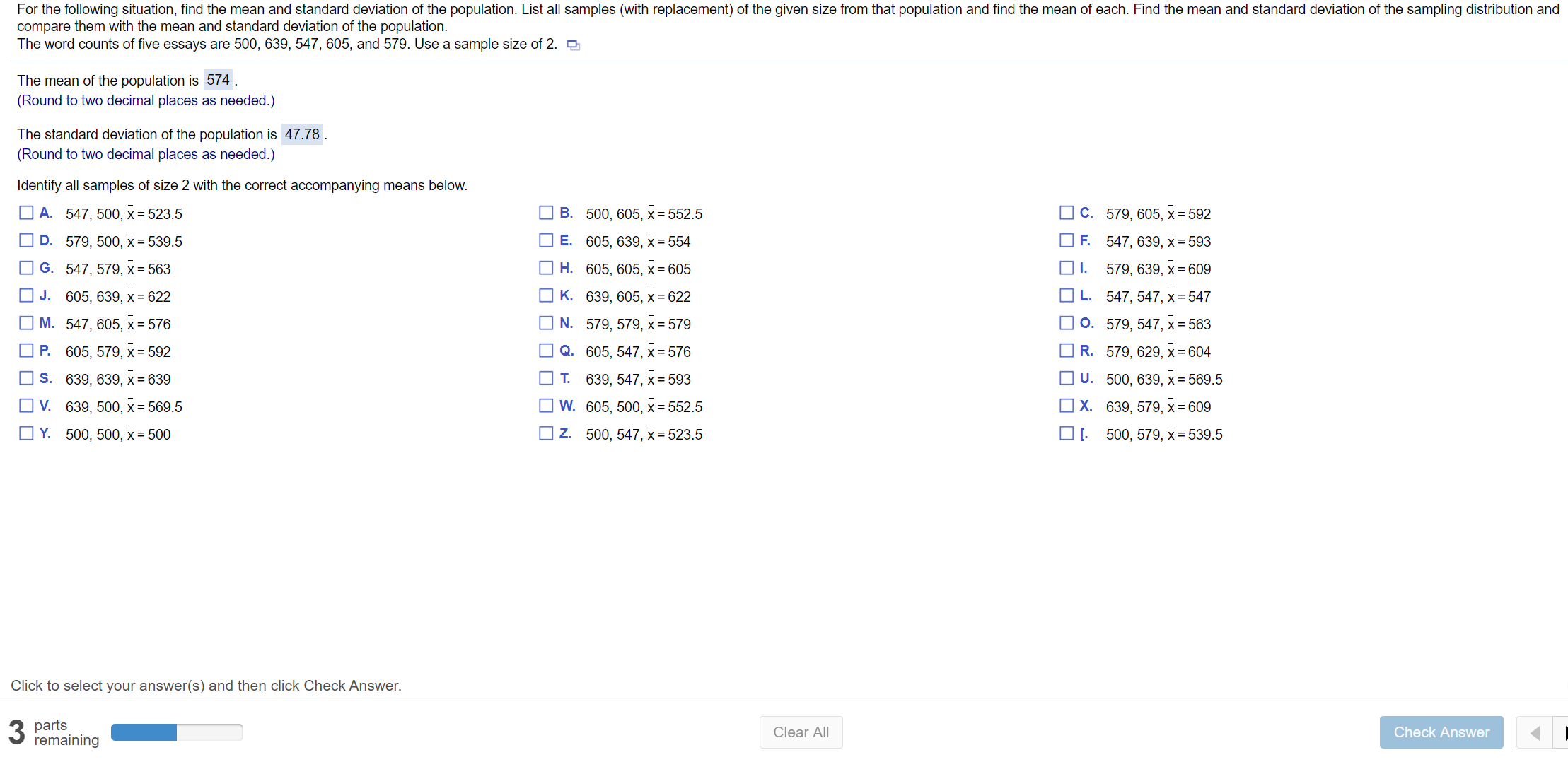 Solved For The Following Situation Find The Mean And Sta Chegg Com