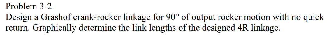 Solved Problem 3-2 Design a Grashof crank-rocker linkage for | Chegg.com