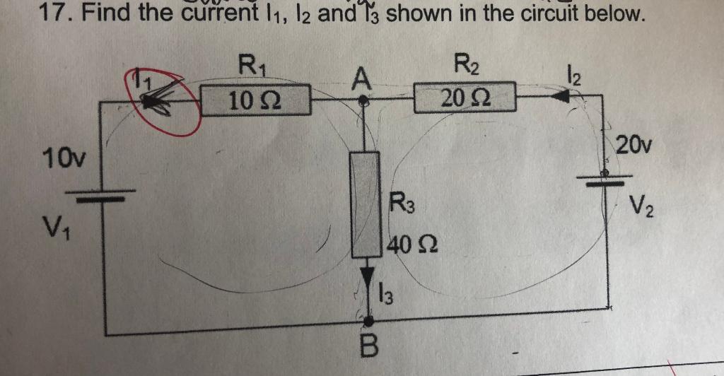 Solved Find current I1, I2 and I3 in the circuit below. | Chegg.com