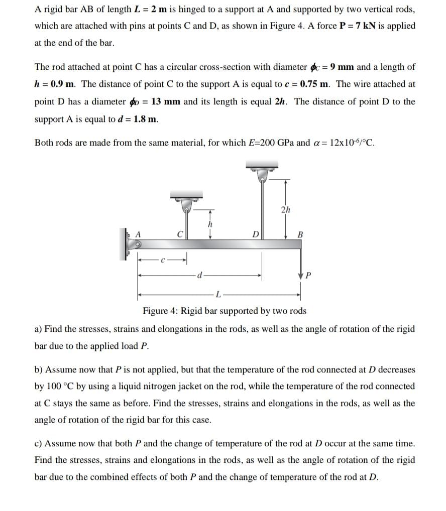 Solved A Rigid Bar AB Of Length L=2 M Is Hinged To A Support | Chegg.com