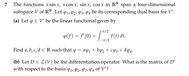Solved The functions x sin x, x cos x, sin x, cos x in RR | Chegg.com