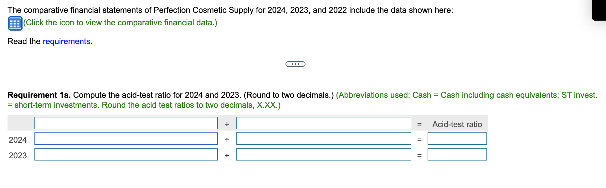 Solved 1 Compute These Ratios For 2024 And 2023 A Chegg Com   PhpwiMFu0