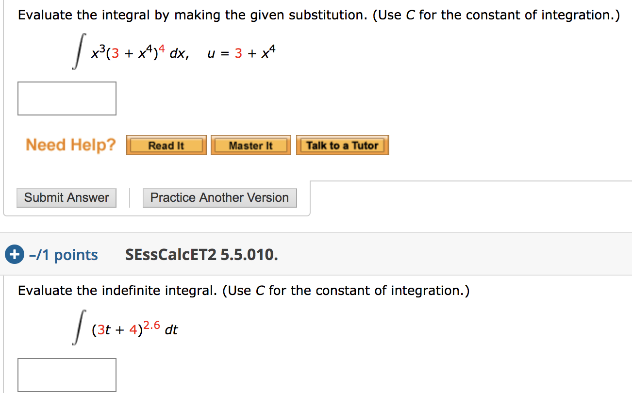 Solved Evaluate The Integral By Making The Given Substitu Chegg Com