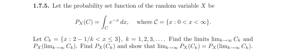 Solved 1.7.5. Let the probability set function of the random | Chegg.com