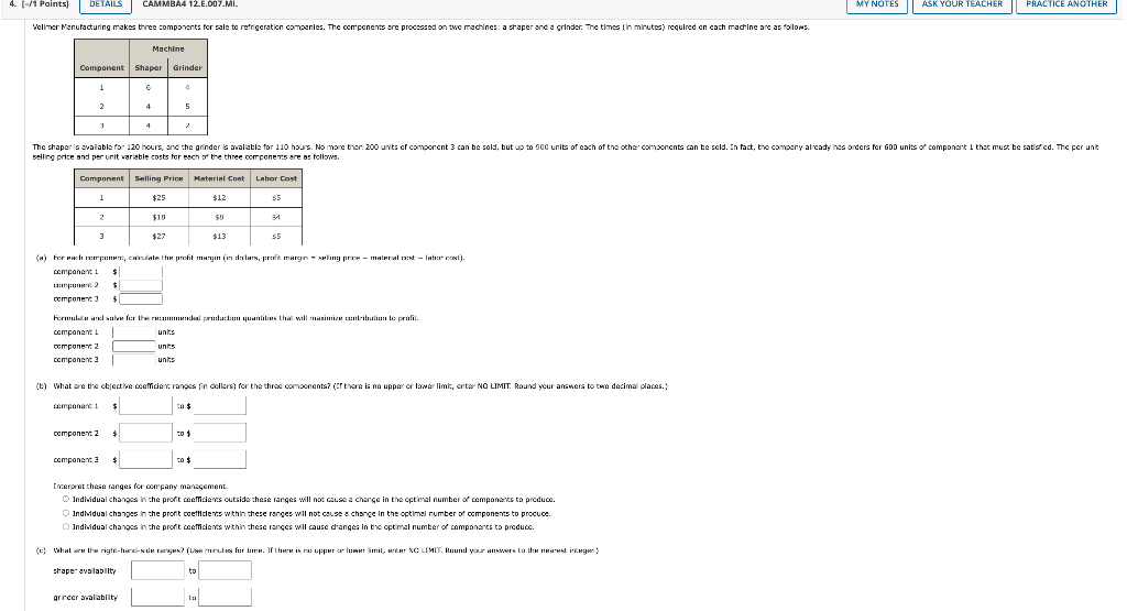 Solved 4. [- 1 Points) Details Cammba4 12.e.007.mi. Vollmer 