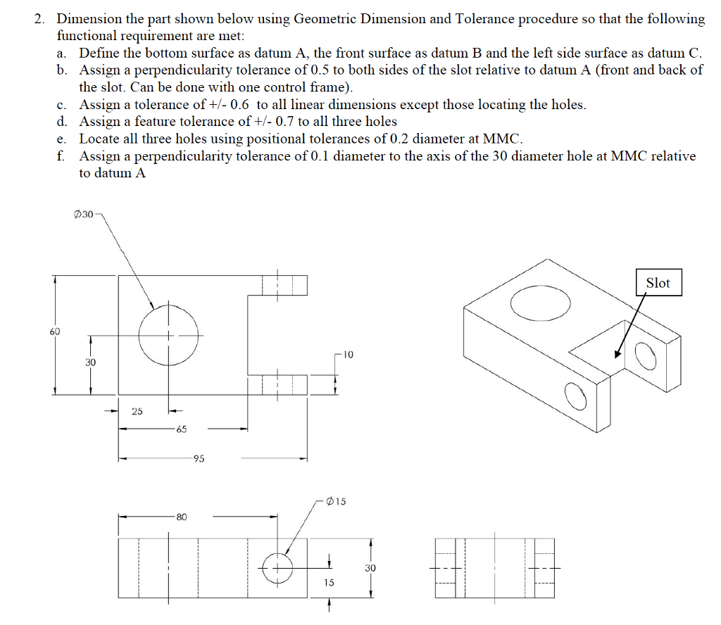 Solved 2. Dimension the part shown below using Geometric | Chegg.com