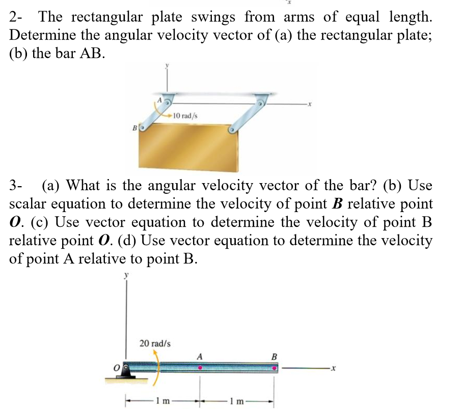 Solved 2 The rectangular plate swings from arms of equal
