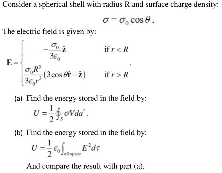 Solved Consider a spherical shell with radius R and surface | Chegg.com