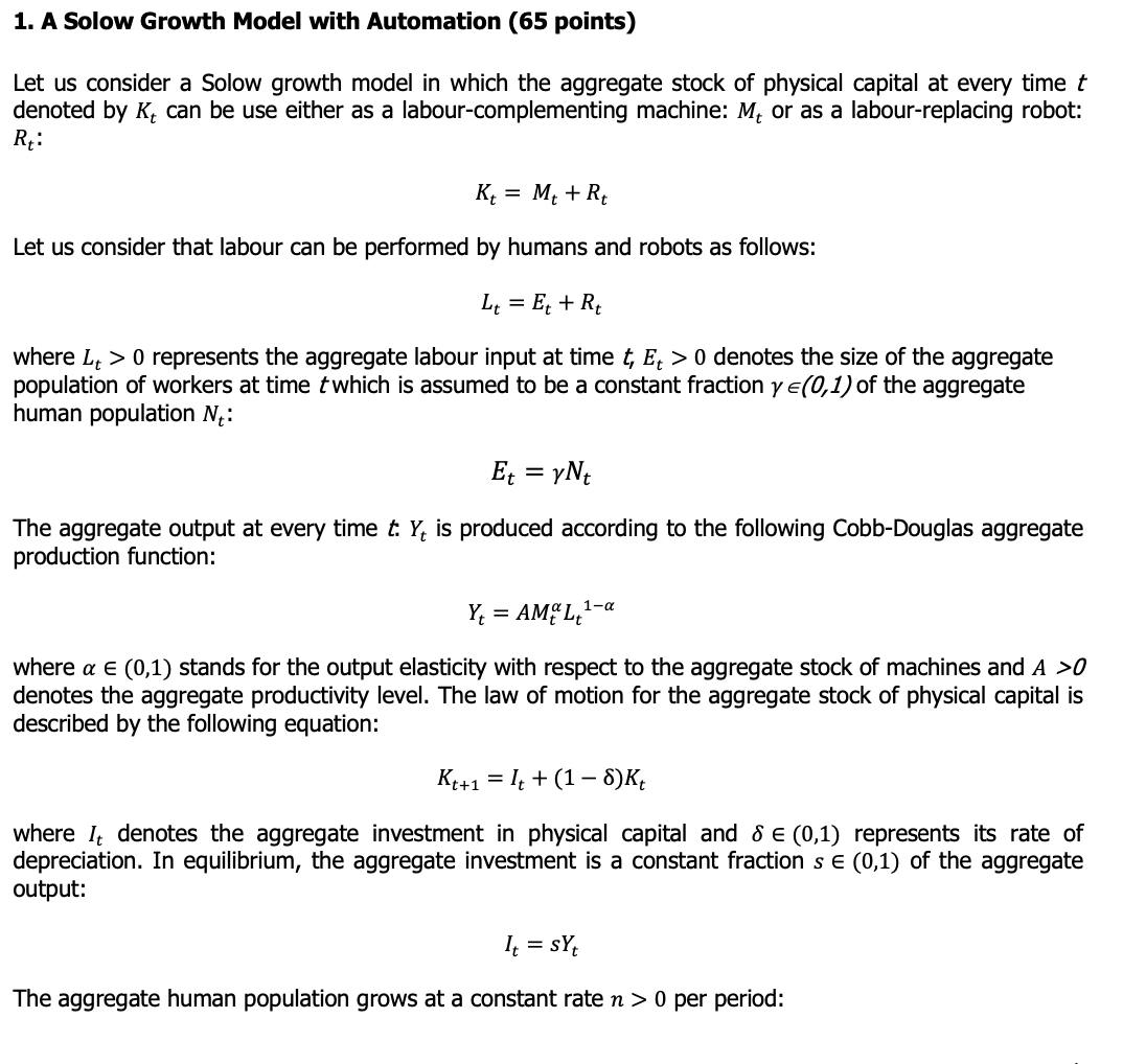 Solved Let us consider a Solow growth model in which the | Chegg.com