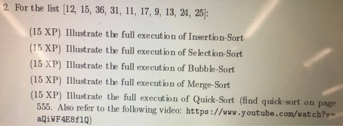 Solved 2. For The List [12, 15, 36, 31, 11, 17, 9, 13, 24, | Chegg.com