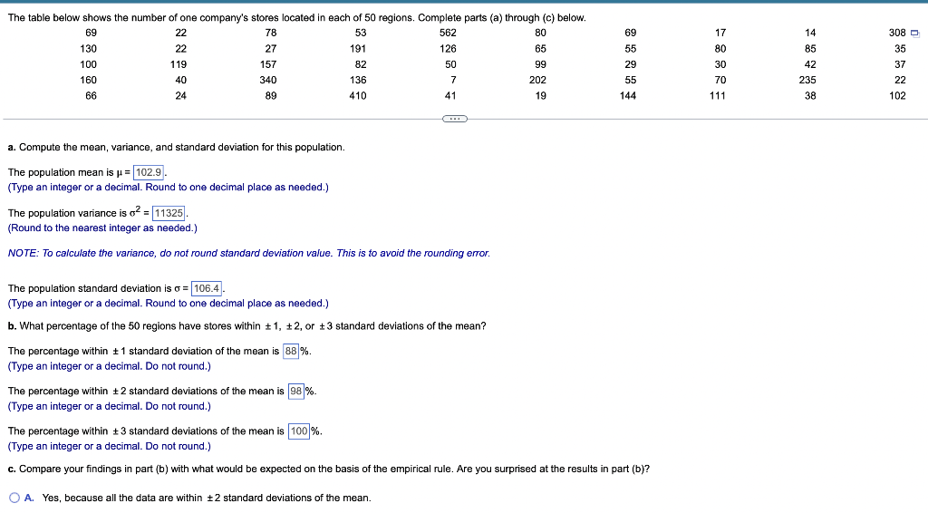 Solved The percentage within ±2 standard deviations of the | Chegg.com