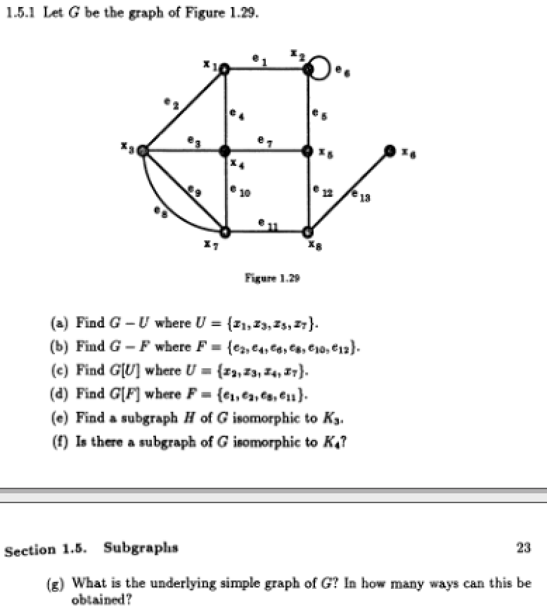 Solved 1.5.1 Let G be the graph of Figure 1.29. 0 9 10 12 U | Chegg.com