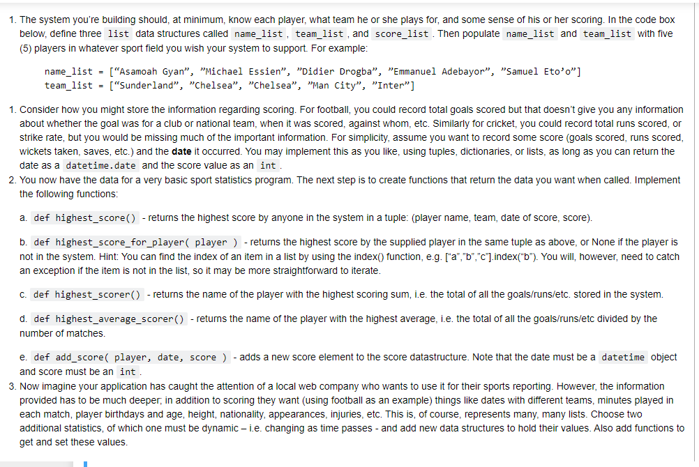 python code The system you’re building should, at | Chegg.com