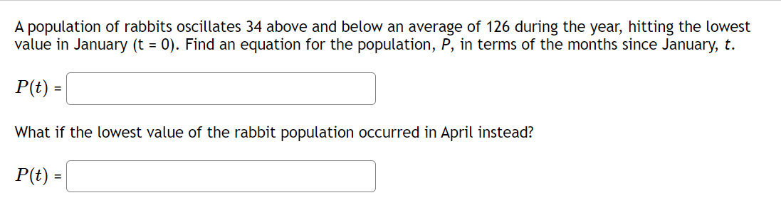 Solved A Population Of Rabbits Oscillates 34 Above And Below | Chegg.com