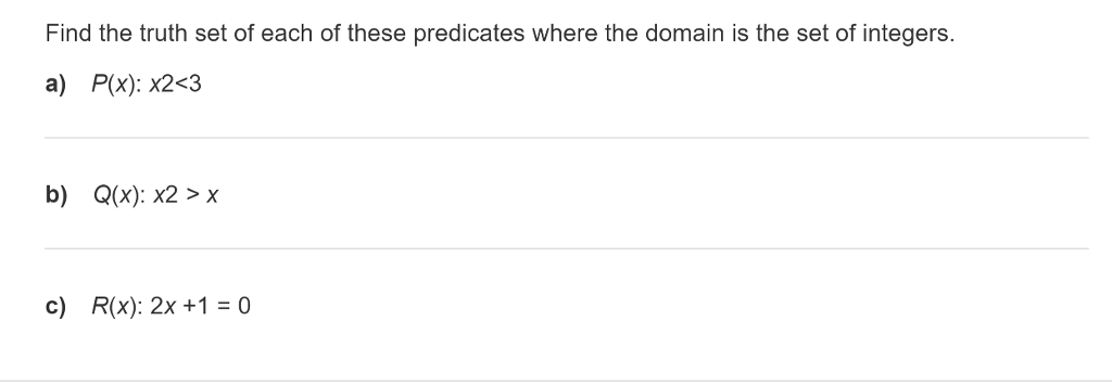 Solved Find The Truth Set Of Each Of These Predicates Where