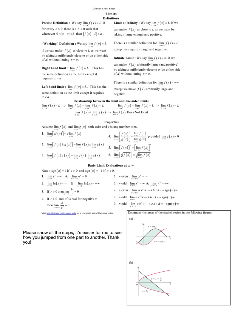 calculus 2 cheat sheet