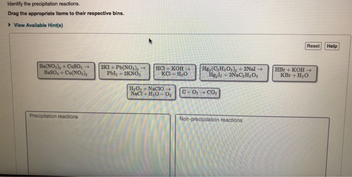 for each reaction identify the precipitate or lack thereof