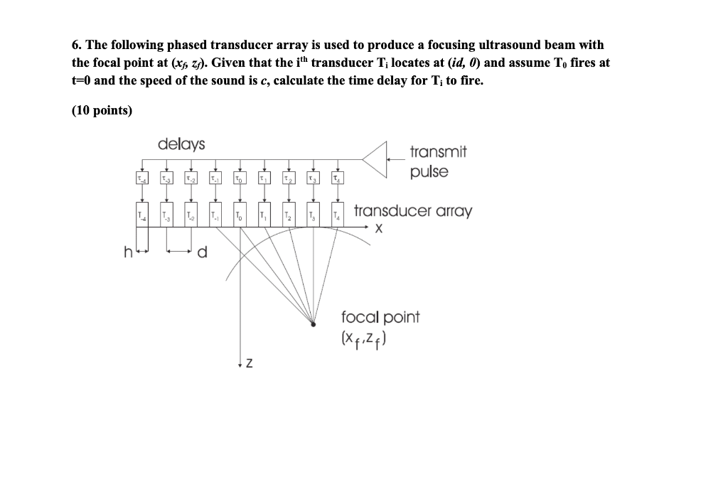 Solved 6. The following phased transducer array is used to | Chegg.com