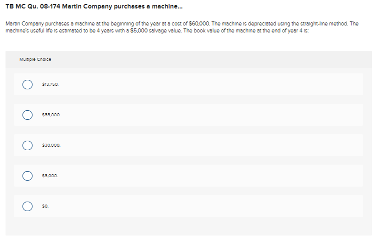 Solved TB MC Qu. 08-174 Martin Company purchases a | Chegg.com