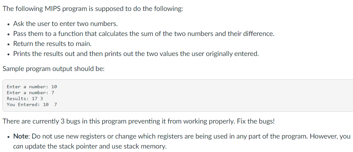 Solved The following MIPS program is supposed to do the | Chegg.com