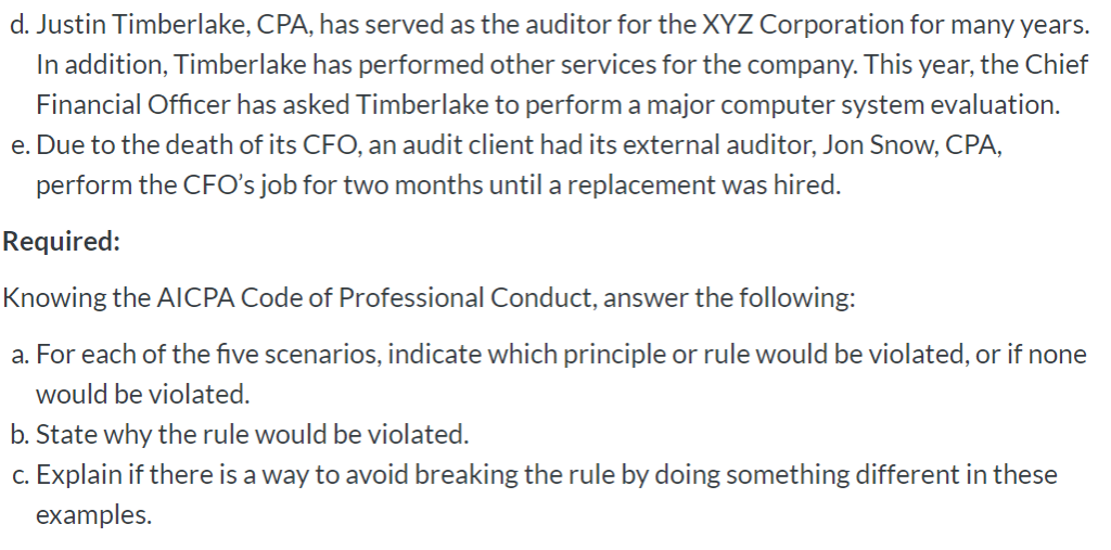 Option #1: AICPA Professional Code Of Conduct. The | Chegg.com