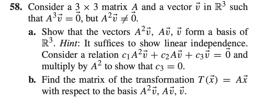 Solved 58. Consider a 3 x 3 matrix A and a vector ū in R3 | Chegg.com
