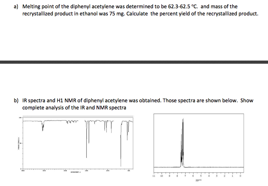 Solved A Melting Point Of The Diphenyl Acetylene Was Det Chegg Com