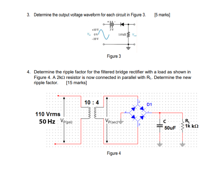 Solved 3. Determine the output voltage waveform for each | Chegg.com