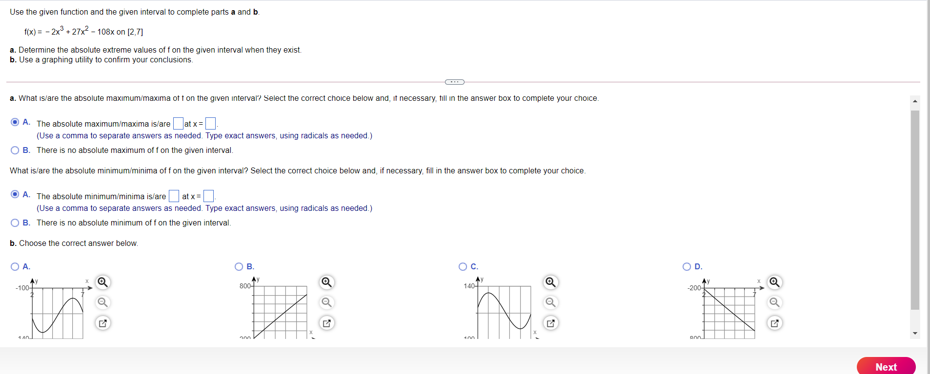 Solved Use The Given Function And The Given Interval To | Chegg.com