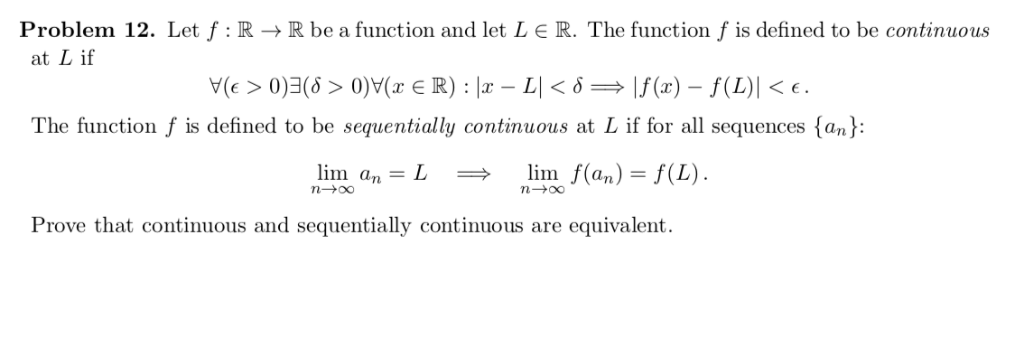 Solved Problem 12. Let f : R → R be a function and let L R. | Chegg.com