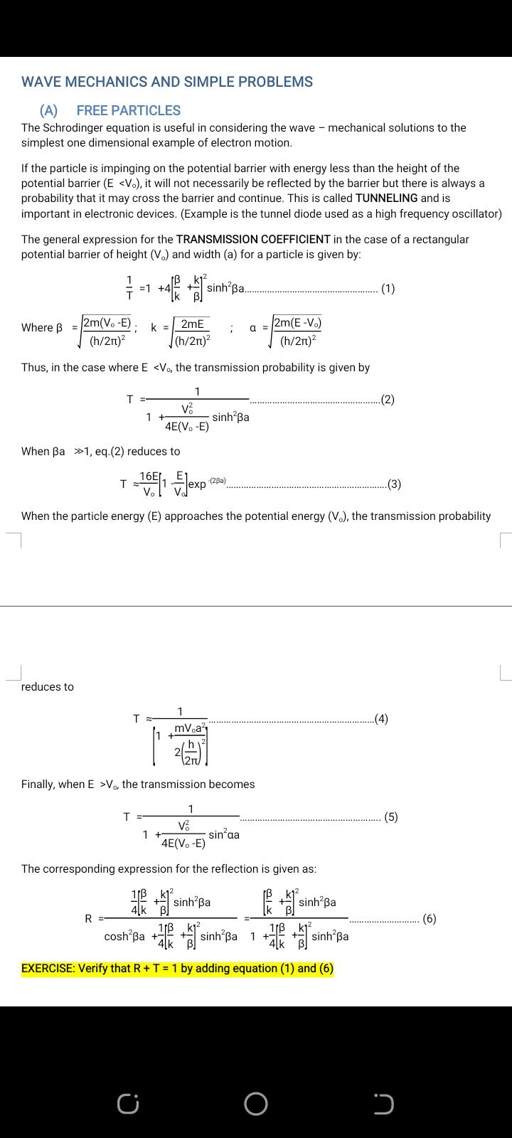 Solved WAVE MECHANICS AND SIMPLE PROBLEMS (A) FREE PARTICLES | Chegg.com