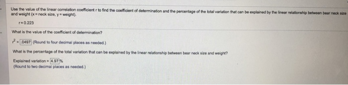 Solved Use the value of the linear correlation coefficient r | Chegg.com