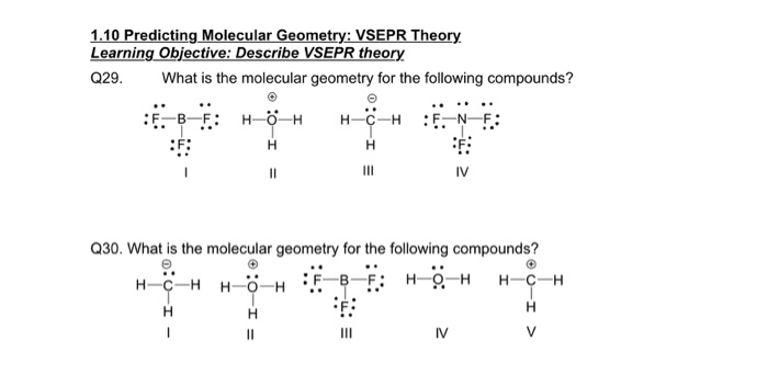 Solved 1.10 Predicting Molecular Geometry: VSEPR Theory | Chegg.com