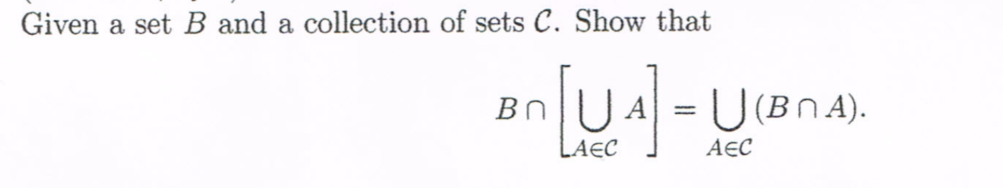 Solved Given A Set B And A Collection Of Sets C. Show That | Chegg.com