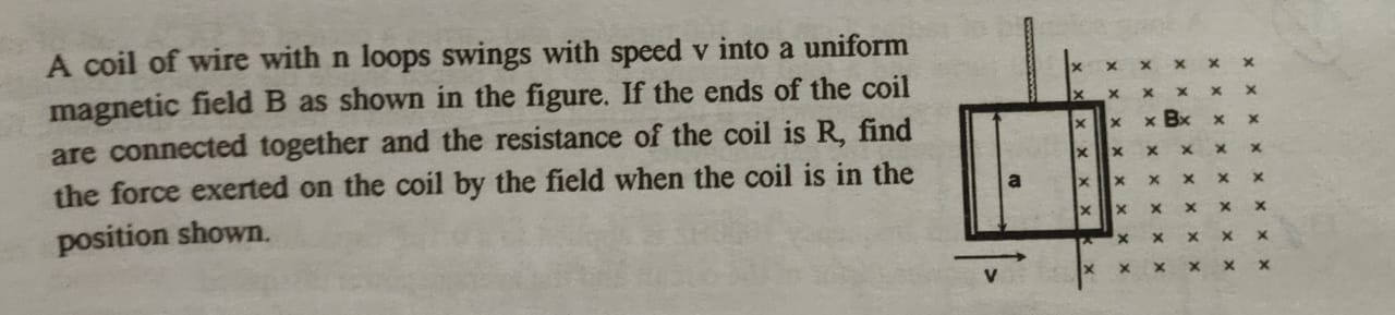 Solved x x x x x A coil of wire with n loops swings with | Chegg.com