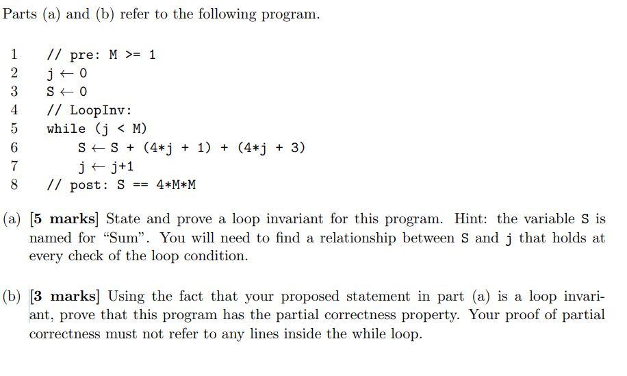 Solved Parts (a) and (b) refer to the following program. | Chegg.com