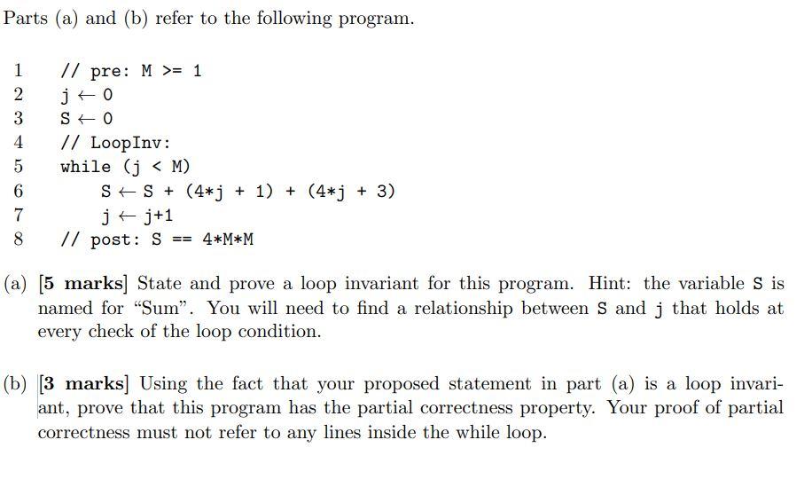 Solved Parts (a) And (b) Refer To The Following Program. | Chegg.com